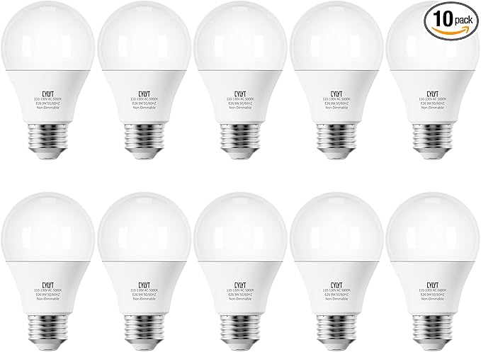 10-Pack Bright LED Light Bulbs 100W Equivalent, Daylight White 5000K A19 Lightbulbs, Focos LED para Casa, for Kitchen Bedroom Indoor Outdoor, 1500 Lumens, E26 Standard Base, Non-Dimmable