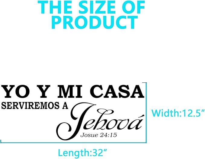 Bible Verse Wall Decals for Adults: Christian Spanish Quotes Inspirational Vinyl Art Wall Decals for Living Room - Yo Y Mi Casa Serviremos A Jehová 32" X 12.5"