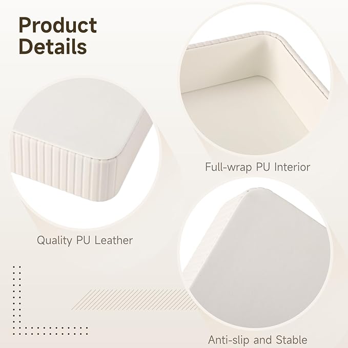 2 Pcs PU Leather Valet Tray Set, Large and Small Nightstand Organizer Tray, Modern Decorative Trinket Dish Key Bowl for Entryway, Living Room, Bedroom, Bathroom
