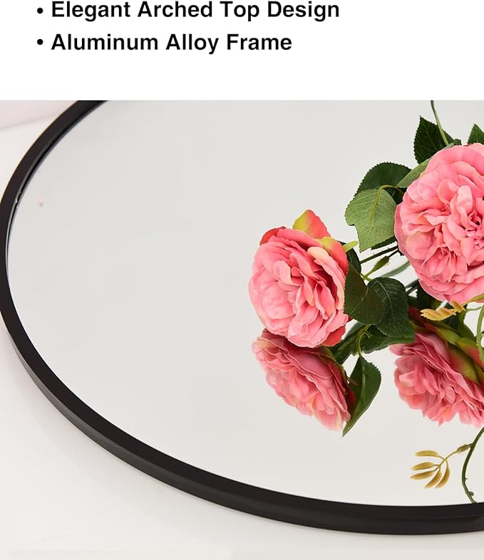 Full Length Floor Mirror, 82x42 Inch Oversized Arched Standing Mirror in Black for Bedroom, Living Room, Dressing Room - Elegant Freestanding Leaning Mirror Decor