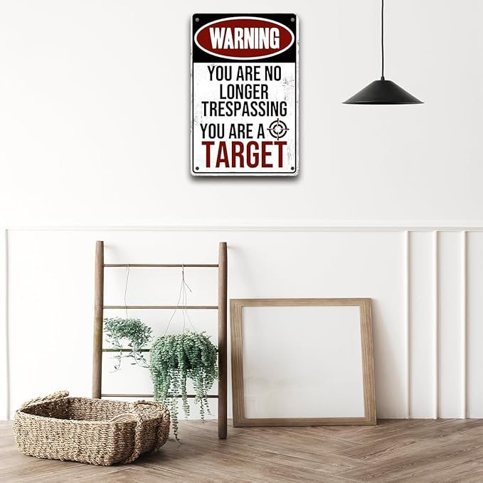 Funny Grunge Room Decor No Trespassing Metal Tin Signs Coffee Bar Garage Vintage Wall Decor Gifts 12 X 8 Inches Outdoor & Indoor