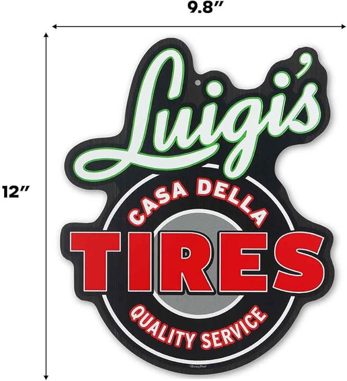 Disney Pixar Cars Luigi's Casa Della Tires Metal Wall Sign - Fun Cars Decoration for Kids' Bedroom or Garage