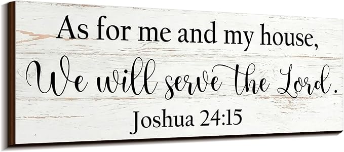 Jetec Farmhouse Bible Verse Scripture Wall Signs, As for Me and My House We Will Serve the Lord Wooden Plaque Decor for Church Home Christian Wall Art Decor (Joshua)