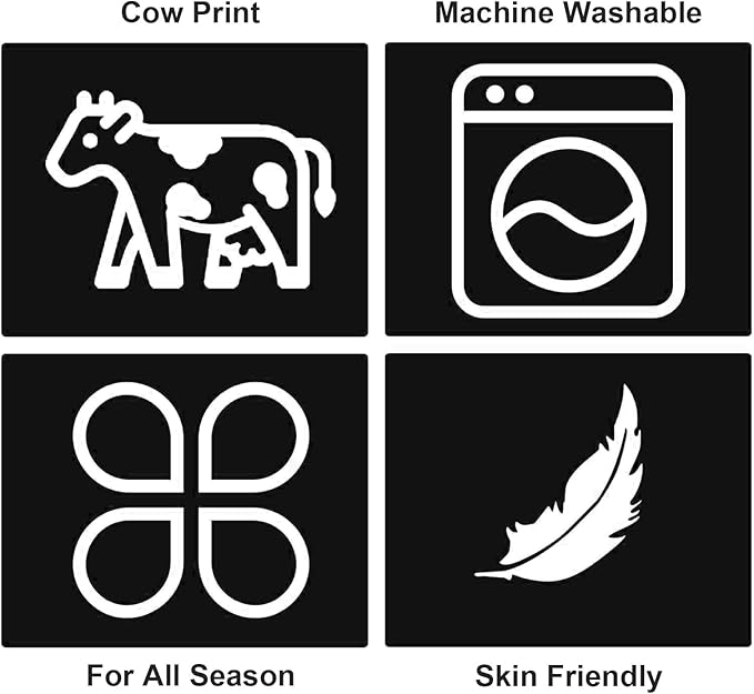 Cow Print Blanket, Ultra Soft Cozy Throw for Couch Bed and Travel, Cow Decor Throw Blankets for All Seasons 50"x60" (Black)