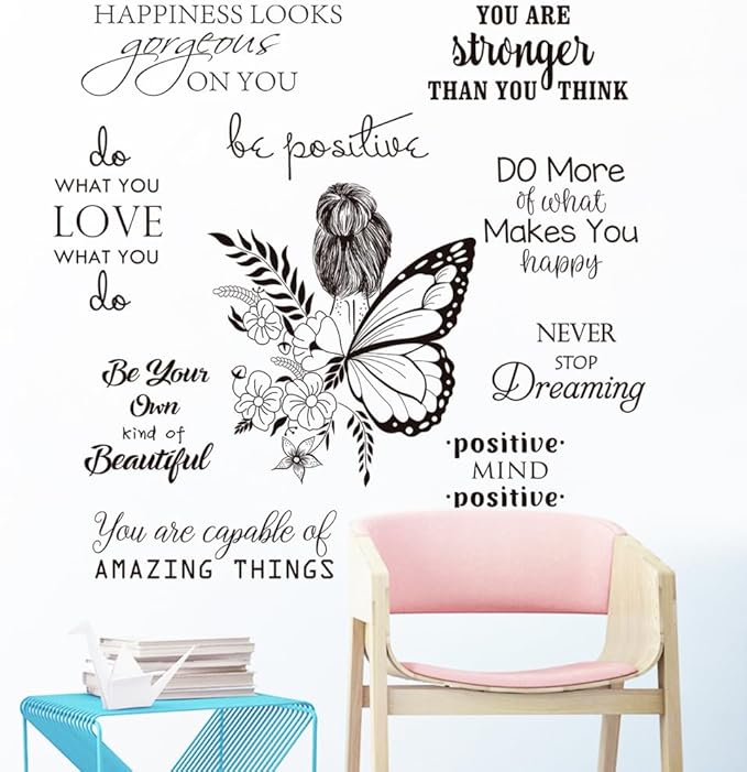 Inspirational Wall Decals Peel and Stick Vinyl Quotes Wall Decor Motivational Positive Saying Wall Art for Living Room Bedroom Office Bathroom Home Decor Stickers Decor