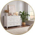 24 Inch Round Mirror, Gold Circle Mirror for Bathroom, HD Eco-Friendly Round Bathroom Mirror for Over Sink, Small Matte Gold Metal Framed Wall Mirror for Wall, Vanity, Entryway, Easy to Install
