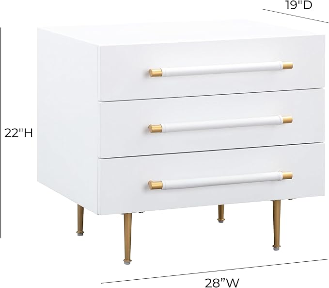 Tov Furniture Trident Nightstand (White)