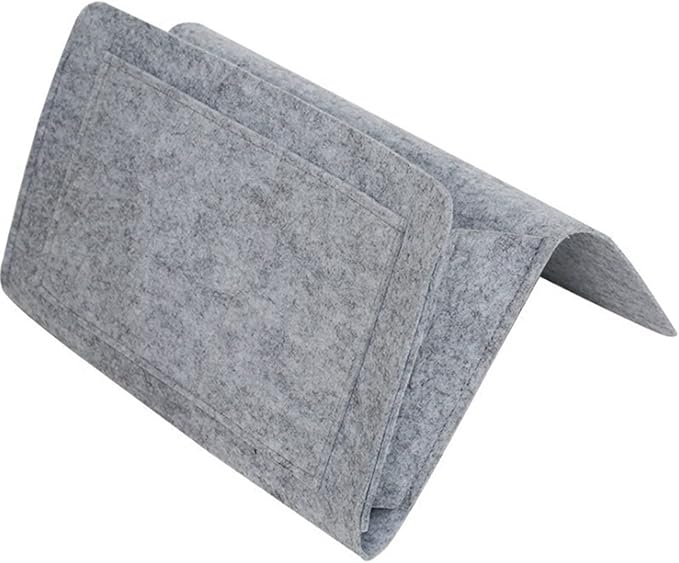 BFYDOAA Bedside Caddy Felt Storage Bag, Hanging Caddy Pockets Bag for Dorm,Bunk Bed,Sofa,Hospital Bed Rails Organizer(Light Grey)