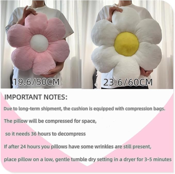 Pink Flower Pillow,Flower Shaped Throw Pillow 19.6In Daisy Pillow Cute Flower Seating Cushion Cute Home Decor& Plush Pillow for Sofa Couch Bed