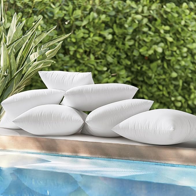 MIULEE Pack of 2 24x24 Inch Outdoor Pillow Inserts Waterproof Decorative Throw Pillow Insert, Square Lumbar Garden Pillow Form for Patio Sofa Couch