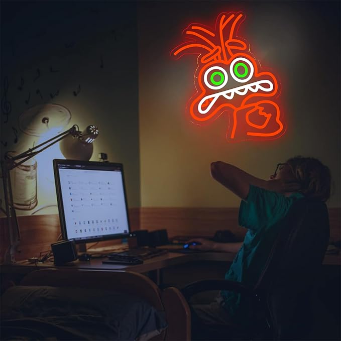 LED Neon Sign Wall Decor, Dimmable Cartoon Anime Design, 11 x 15.7 Inch Light Sign for Bedroom, Birthday Party, Kids Room Decoration