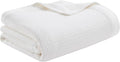 Madison Park 100% Egyptian Cotton Lightweight Summer Blanket, Breathable Waffle Knit Design, Soft Cozy All-Season Throw for Bed, Couch or Sofa, White Twin Size (66"x90")