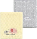CREVENT 2Pcs 30''X40'' Cute Cozy Fluffy Warm Baby Blankets for Infants Toddlers' Bedding Crib Cot Stroller - Grey Cloud + Elephant