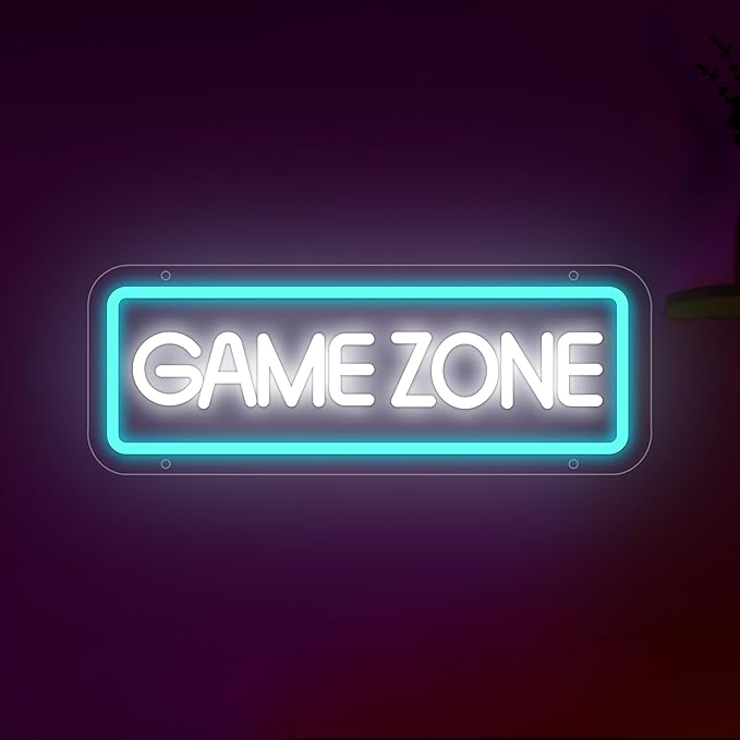Game Zone Neon Sign, Game Zone Led Signs for Wall Decor, Dimmable Neon Light Sign for Bedroom, Play Room, Kids Room, Bar Decoration, USB Powered Light Up Neon Signs for Party Decor