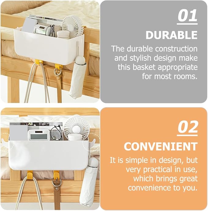 Kisangel 1 set Dormitory Bedside Organizer Hanging Basket Box Storage Container for Bunk Beds Under Bed Storage Solution Multi Pocket Design for College Rooms and Small Spaces