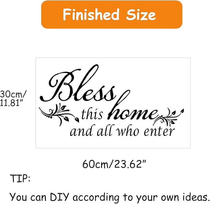 Wall Stickers, Family Letter Quote Water-Proof Home Decor Wall Sticker, Removable Vinyl Decal Art Mural for Living Room Bedroom - Bless This Home