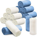 12PCS Fleece Throw Blankets Bulk 60 x 50 in Soft Blankets Fabric Warm Lightweight Wool Blanket Cozy Coverlet for Beds Sofas Home for All Seasons (12, White + Sky Blue, 50"x60")