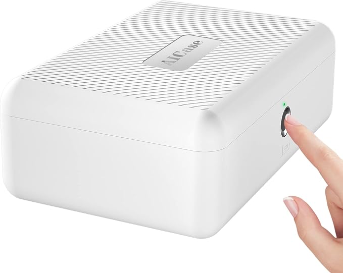 Biometric Fingerprint Storage Box,AICase Portable Cash Jewelry Security Case Lock Box Safe,Combination Lock for Car, Home,Office Travel White
