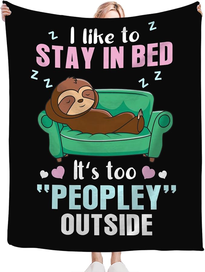 Funny Sloth Throw Blanket Sloth Gifts for Girls Boys Women Men Kids Adults Soft Flannel Fleece Blanket for Couch Sofa Bed Home Decor 60"x80"