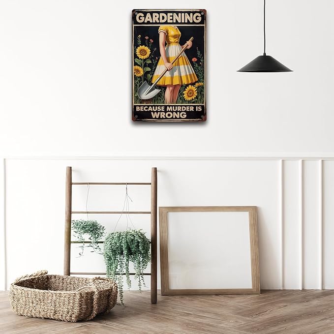 Cottagecore Garden Signs for Outside Decor Gifts Vintage Gardening Metal Tin Signs for Farm Home Garden Greenhouse Bedroom Yard Outdoor Decor 8X12 Inch