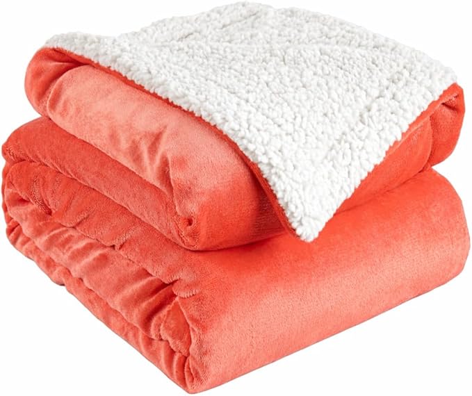 K.Garden Sherpa Fleece Throw Blanket for Couch Sofa, Super Soft Cozy Fuzzy Plush Blankets Fleece Thick Warm Blanket for Winter Reversible Thick Warm Blanket for Bed, Sofa,Rose Pink 5060