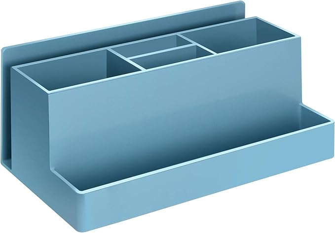 Acrimet Desktop Organizer - Multi Organizer Caddy Holder for Office, Home and School use (Plastic) (Solid Blue Color)