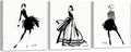 Chadow Artwork 3 Pieces Girl in Black Dress Wall Art Bathroom Art Fashion Women Canvas Pictures for Bedroom Beauty Salon Bathroom Makeup Room Decor 12"x16" (30cmx40cm)