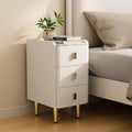 AQIMUELE Narrow Nightstand with Drawers, Narrow Side Table Leather, Small Bedside Tables for Bedroom. (White)