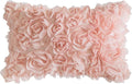 MIULEE 3D Rose Flower Pillow Cover Decorative Spring Floral Romantic Stereo Chiffon Aesthetic Solid Pillowcase for Girl Bedroom Living Room Decor 12x20 Inch Peach Pink