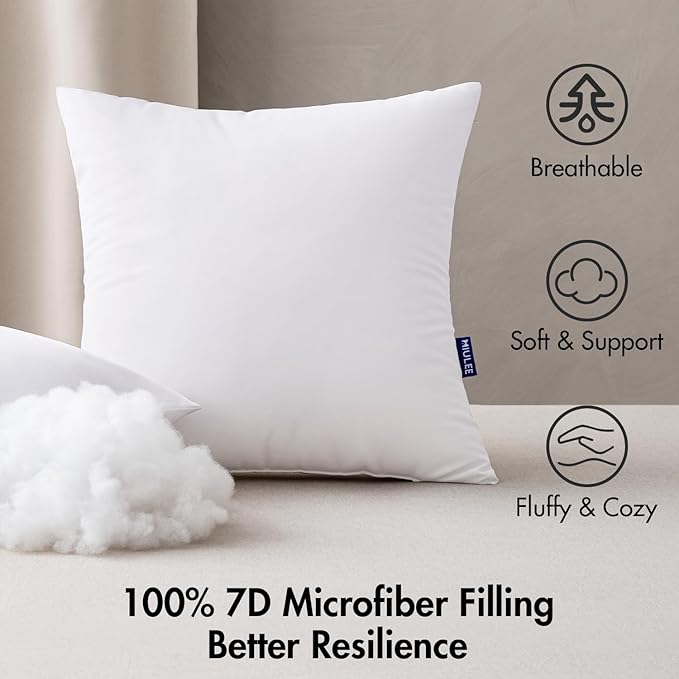 MIULEE 24x24 Outdoor Pillows,Set of 2 Throw Pillows Waterproof,Soft Support Throw Inserts Decorative Water Resistant for Patio Furniture and Garden