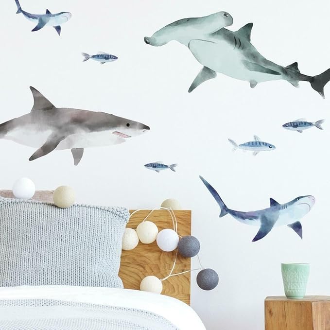 RoomMates RMK4311SCS Sharks Peel and Stick Wall Decals