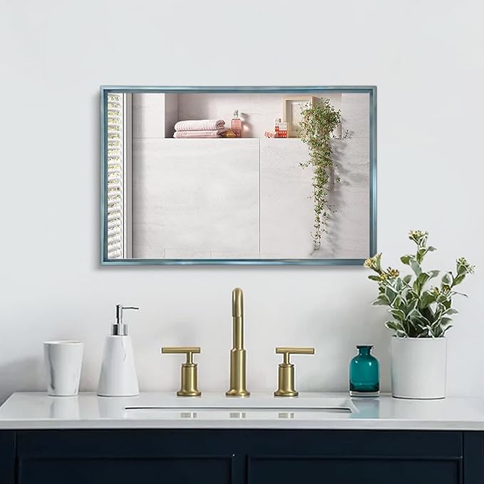 AAZZKANG Large Wall Mirror Decor Metal Framed Mirrors 26"x18" for Bedroom Bathroom Entryway Dressing Room Rectangle