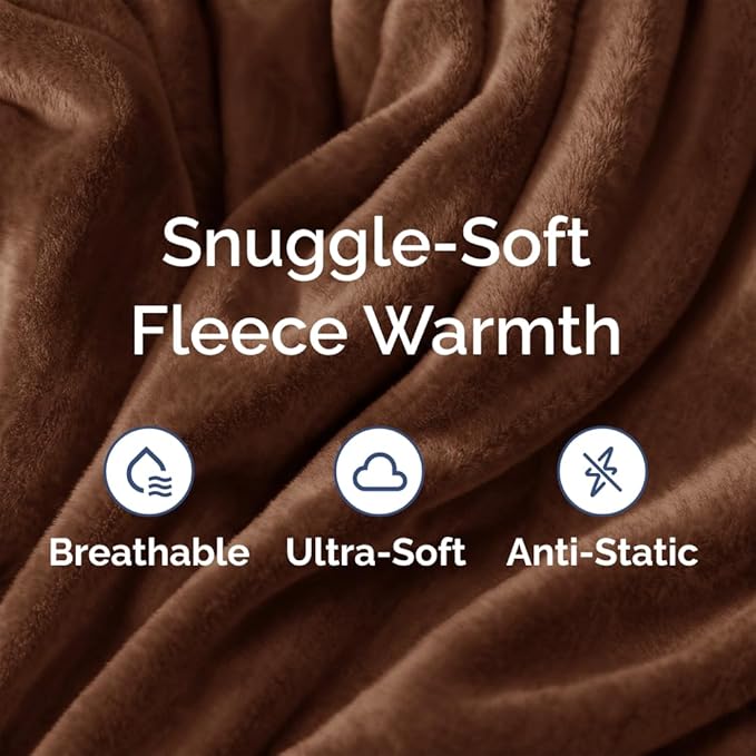 Ultra Soft Fleece Blanket Twin Size - Flannel Fleece Luxury Twin Blanket - Lightweight for Couch Bed Chair - Thick, Warm and Breathable - All Season Cozy Fuzzy, Anti-Static Microplush Bedding, Brown