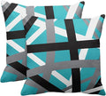 Emvency Set of 2 Throw Pillow Cover Turquoise Black Stripes Grey White Design Retro Teal Decorative Pillow Case Striped Home Decor Square 20x20 Inch Cushion Pillowcase