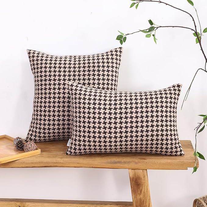 The Perfect Combination of AMAROTI Coffee Color and Gray, Exquisite Windmill Texture Pattern, 20X20 inch Farmhouse Living Room Sofa More Upscale Enjoy Jacquard Craft and Velvet Texture Fabric