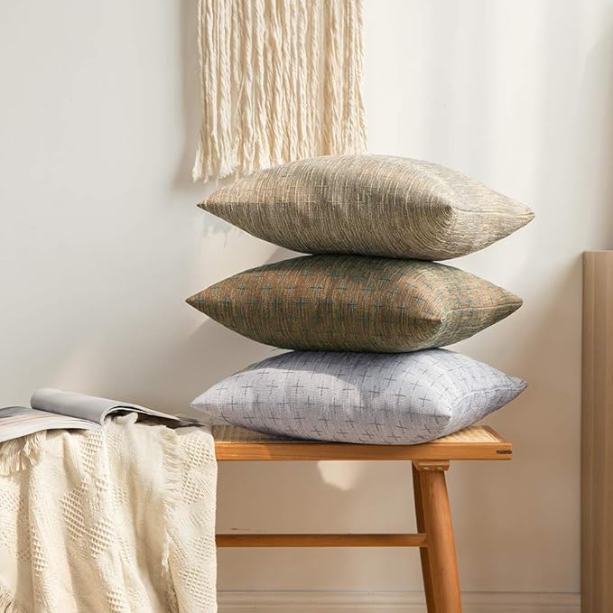 MIULEE Pack of 2 Decorative Burlap Linen Euro Throw Pillow Covers for Sofa Couch Bed 24x24 Inch Modern Farmhouse Pillowcases Rustic Woven Textured Cushion Cover Light Brown