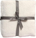 Knit Throw Blanket Super Soft Warm Blanket for Couch Lightweight Fluffy Blanket for Bed Sofa 50x60 Inches Cream