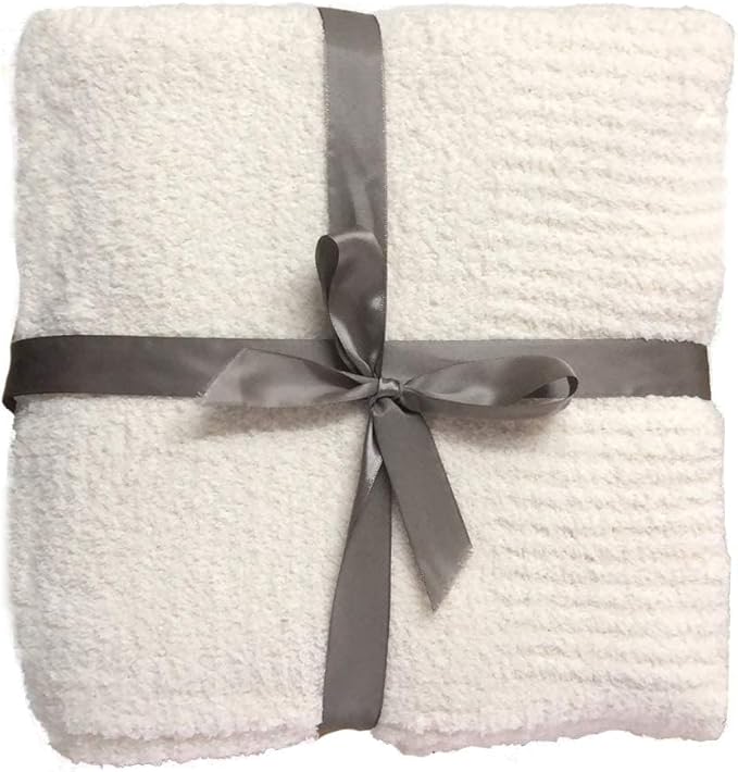JOOJA Knit Throw Blanket Super Soft Warm Blanket for Couch Lightweight Fluffy Blanket for Bed Sofa 60x80 Inches Cream