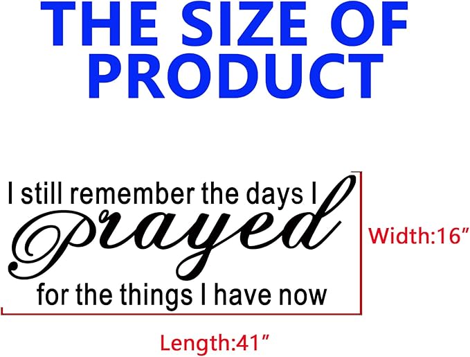 SEATUNE Bible Verse Quotes Wall Stickers: Prayer Wall Decals - Inspirational Faith Bedroom Living Room Vinyl Art Home Decor - I Still Remember The Days I Prayed for The Things I Have Now 41"X16"