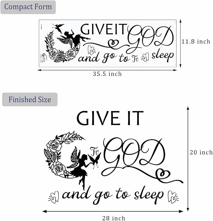 Vinyl Wall Art Decal - Give It to God and Go to Sleep IGN - Bedroom Wall Decor Above Bed Modern Inspirational Religious Quote Sticker for Home Office Bedroom Living Room Classroom Decor.