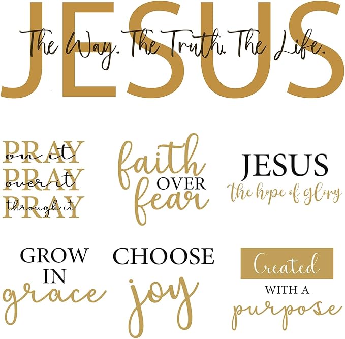 BBTO Bible Verse Wall Stickers Inspirational Quote Wall Decals Religious Motivational Scripture Sticker Peel and Stick for Bedroom Living Room Office Bathroom(Faith Over Fear)