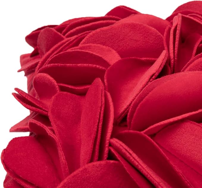 KINGROSE Handmade 3D Flower Throw Pillow Cover Decorative Cushion Cover Soft Pillow Case Sham for Sofa Couch Bed Living Room Home 12 X 20 Inches Velvet Christmas Red