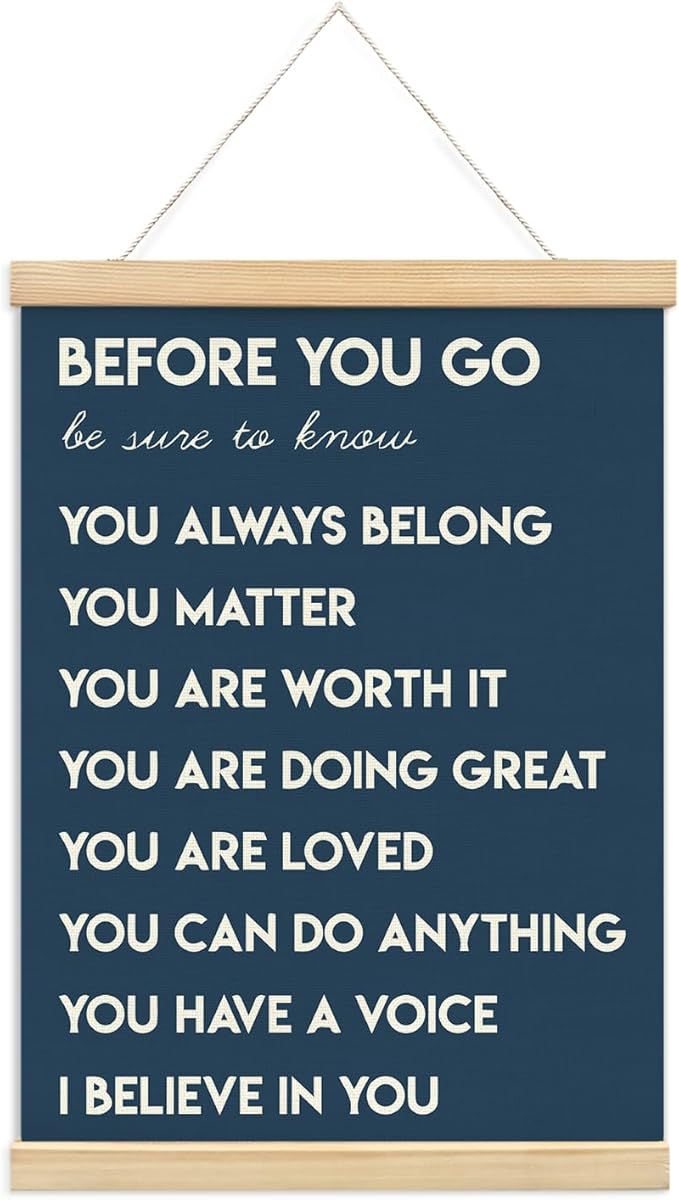 Mental Health Positive Affirmations Inspirational Wall Art Decor, Therapist Nurse Office Signs Wall Art Decor For Office Kids Teen Girls Room Bedroom Playroom Wall Decor Wood Posters Framed（navy）