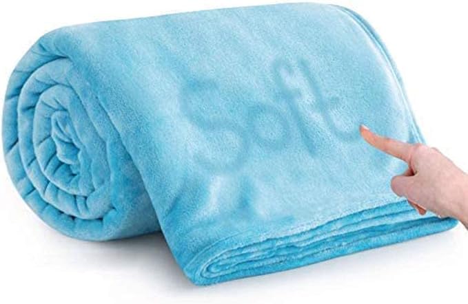 MOONLIGHT20015 Fleece Blanket - Super Soft Fuzzy Throw Blanket for Couch and Sofa - Lightweight Luxury 400 GSM Microfiber Fluffy Bed Blankets and Throws, 50 x 60 Inches (Throw/Travel, Light Blue)