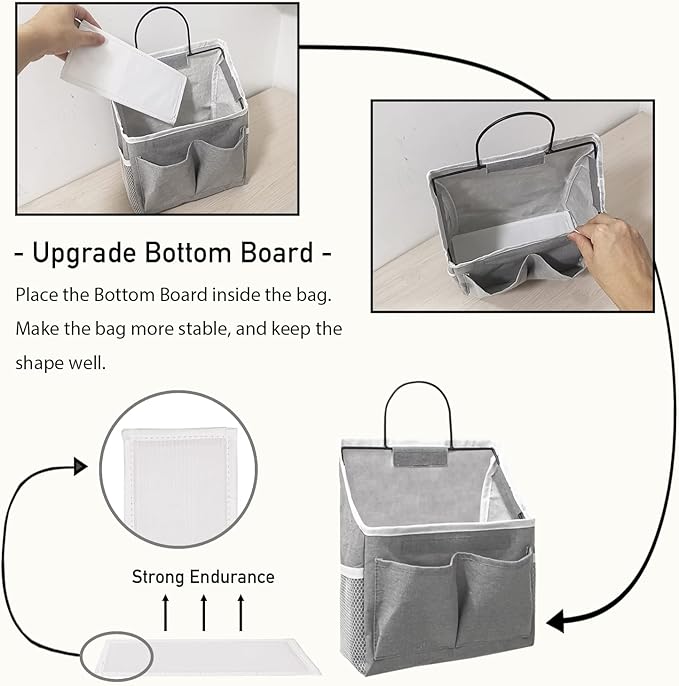4pcs Wall Hanging Storage Bag, Wall Hanging Baskets for Organizing as Over the Door Organizer, Wall File Organizer, Rv Storage and Organization. For Bedroom, Office, Camper (Gray-Upgraded)