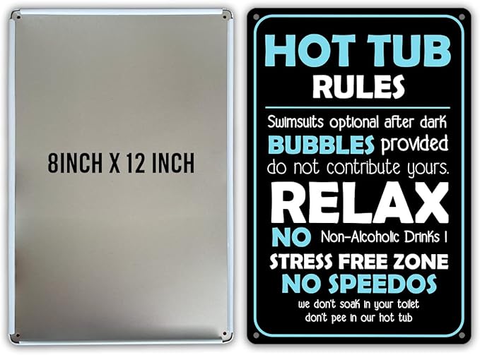 Funny Hot Tub Rules Metal Tin Sign Wall Decor Hot Tub Sign for Home Decor Gifts