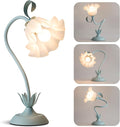 Flower Table Lamp, LED Reading Light Vintage Bedside Table Lamp with 3 Color Modes for Nightstand, Kawaii Decoration for Home Bedroom Living Room (Blue)