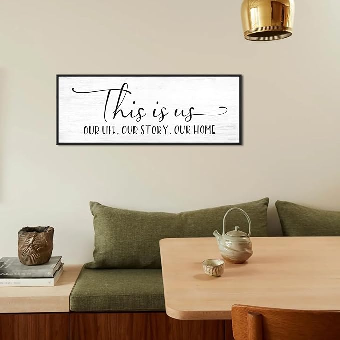 This Is Us Signs 40''x15'' Family Wall Decor for Living Room, Farmhouse Home Decor Wall Entryway Quotes Framed Hanging Bedroom Decorative Plaques Art