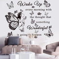 Inspirational Quote Decals: 'Wake Up... Wonderful Happening' Vinyl Wall Sticker for Office, Classroom Decor