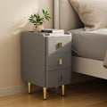 AQIMUELE Narrow Nightstand with Drawers, Narrow Side Table Leather, Small Bedside Tables for Bedroom. (Dark Gray)